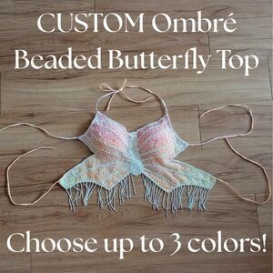 Y2K CUSTOM Ombre Beaded Butterfly Fairy Top